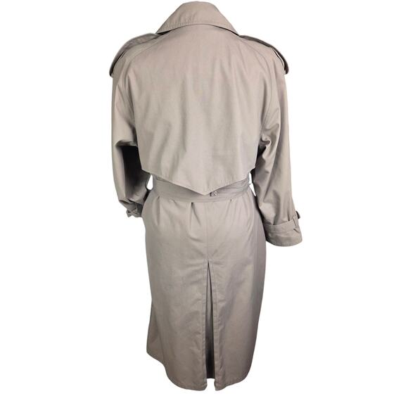 Vintage Towne London Fog Trench Coat Double Breasted Classic Size10 Belted Lined - Picture 5 of 13